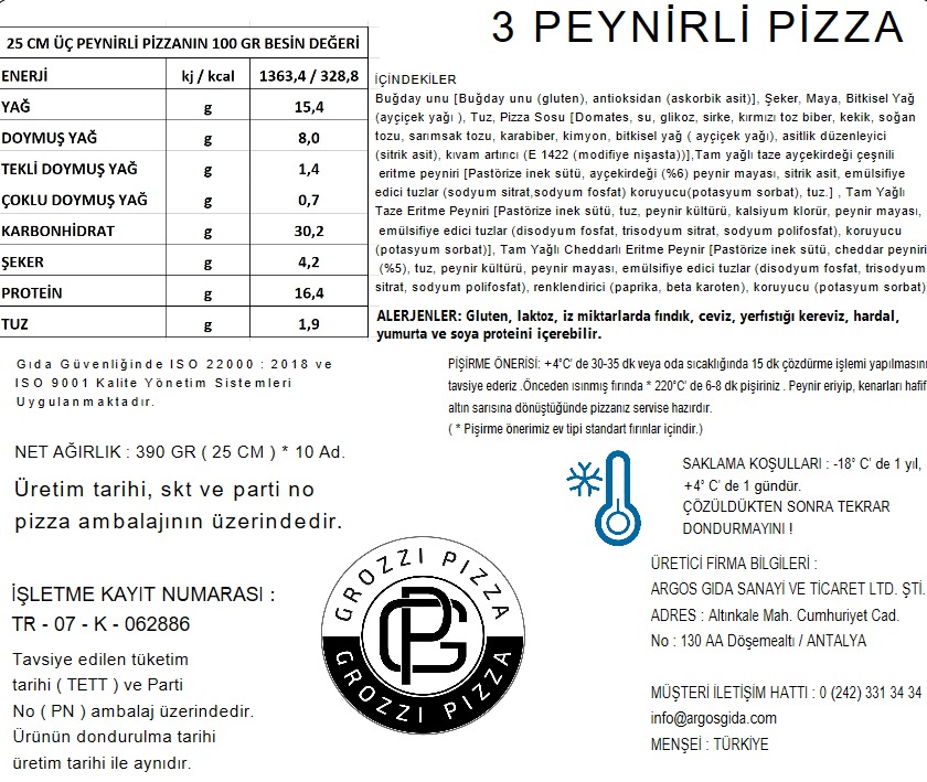Üç Peynirli Pizza ( Cheese Lovers ) detay görseli