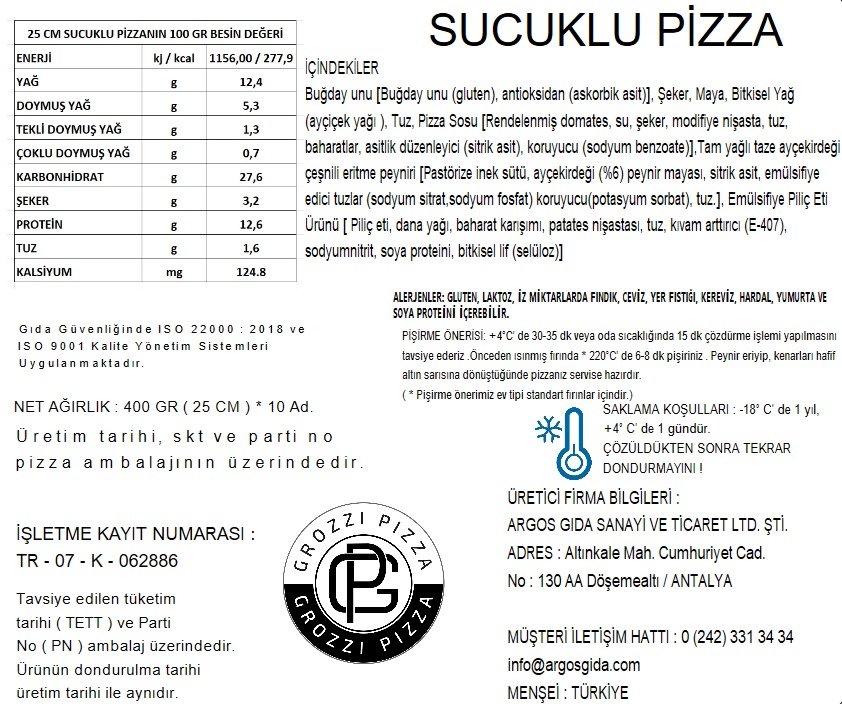 Sucuklu Pizza ( Pepperoni ) detay görseli