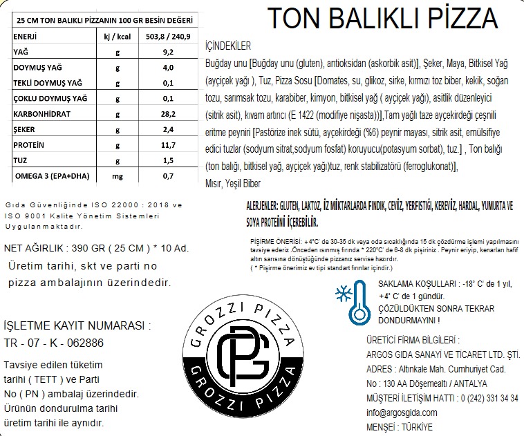 Ton Balıklı Pizza detay görseli